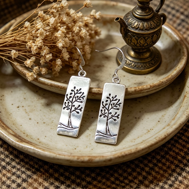 Vintage Distressed Tree of Life Earrings